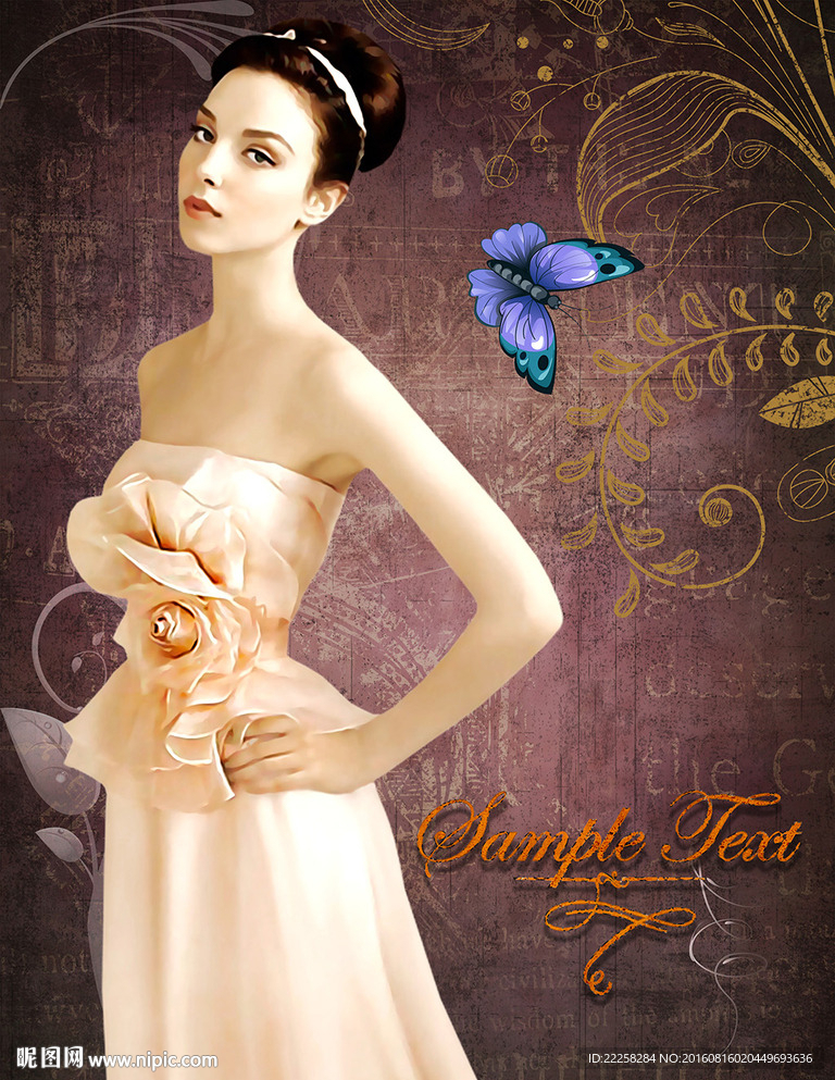 典雅礼服女郎插画