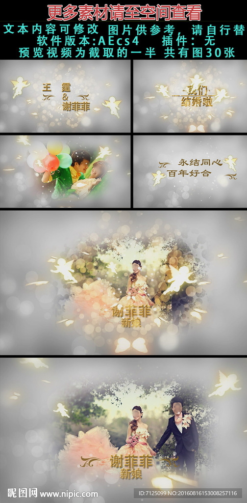 唯美天使蝴蝶婚礼相册开场