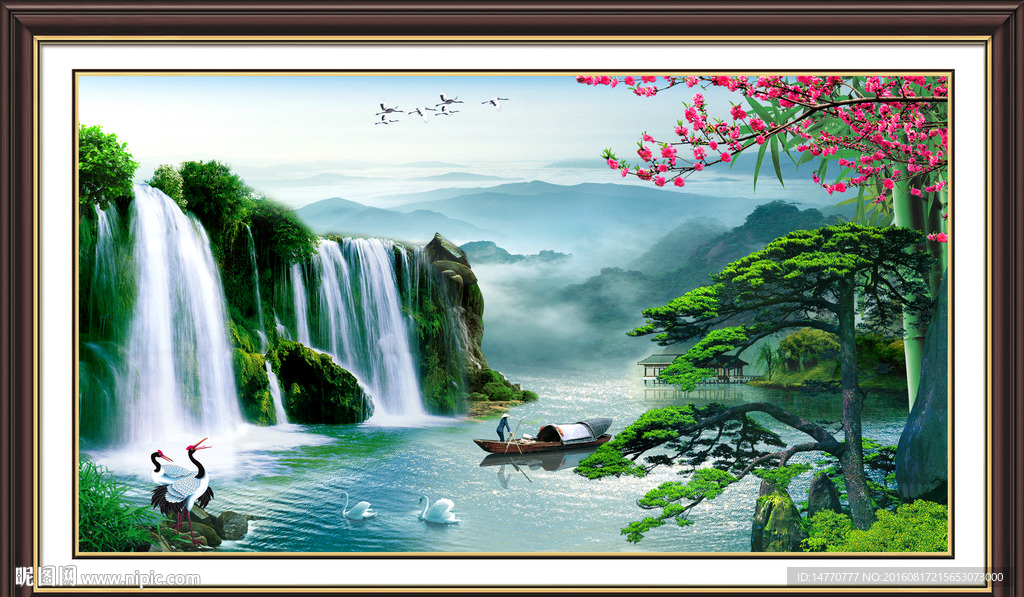 山水风景迎客松