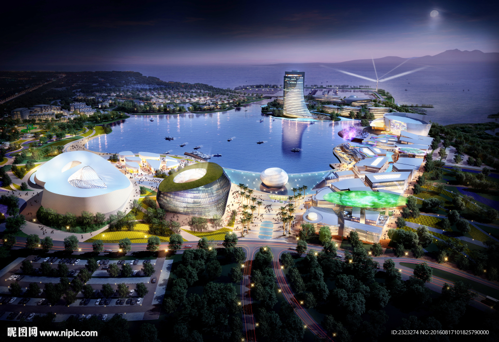 商业综合体鸟瞰夜景