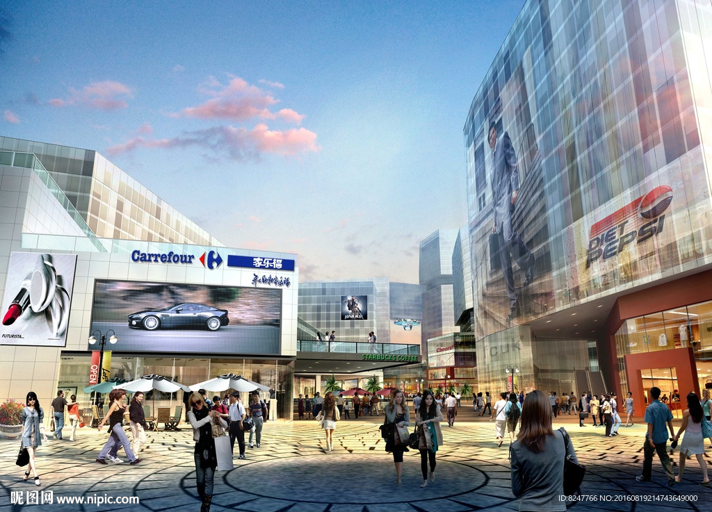 现代购物广场建筑效果图