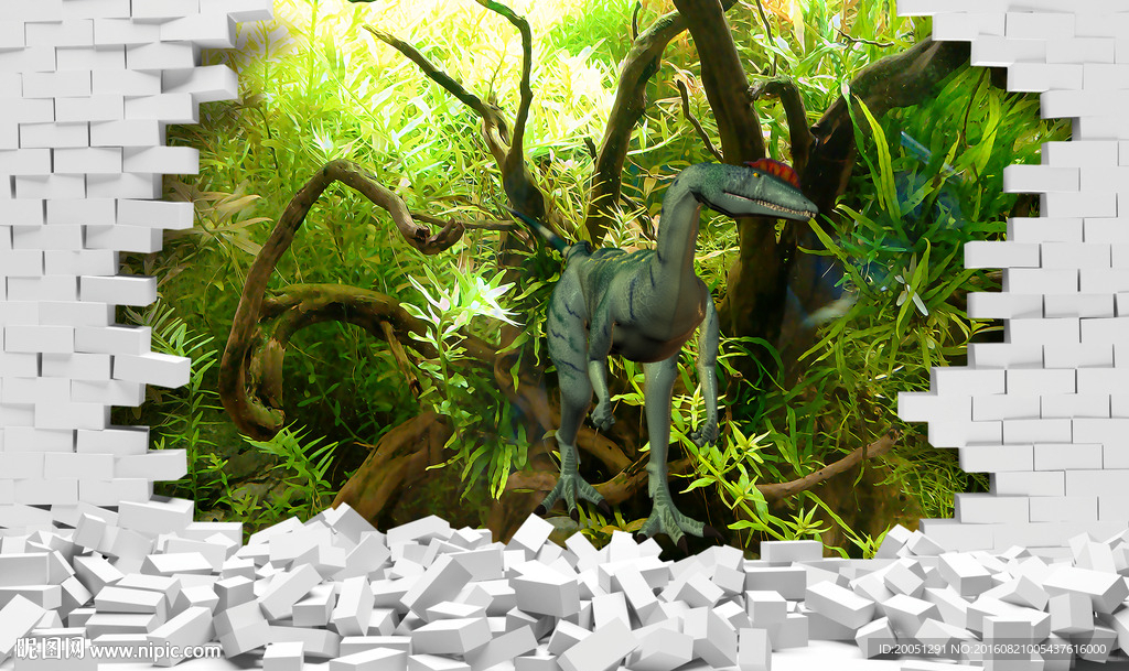 3d背景墙 恐龙