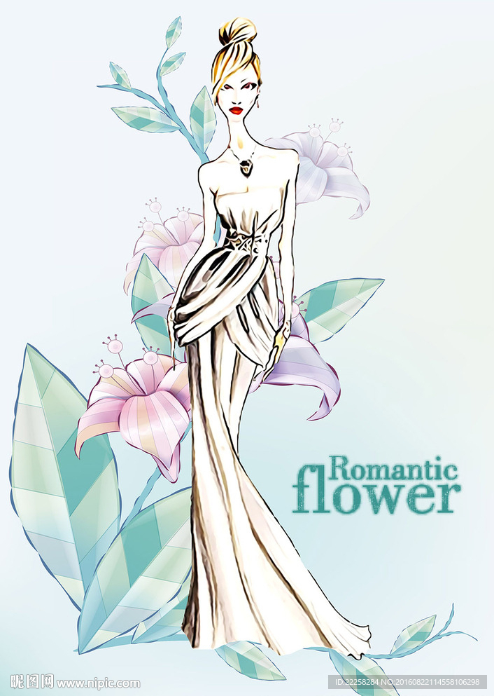 礼服美女插画分层