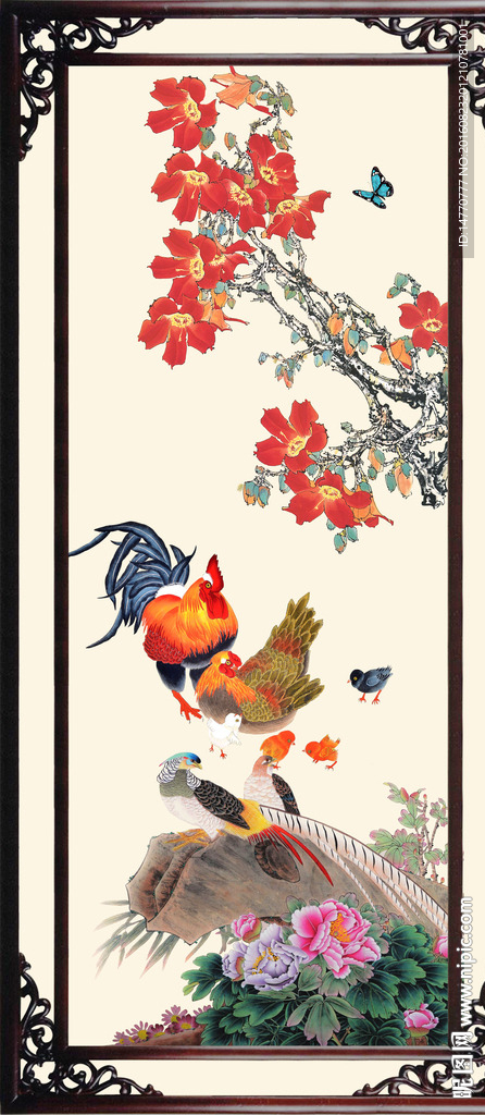 花鸟图 公鸡