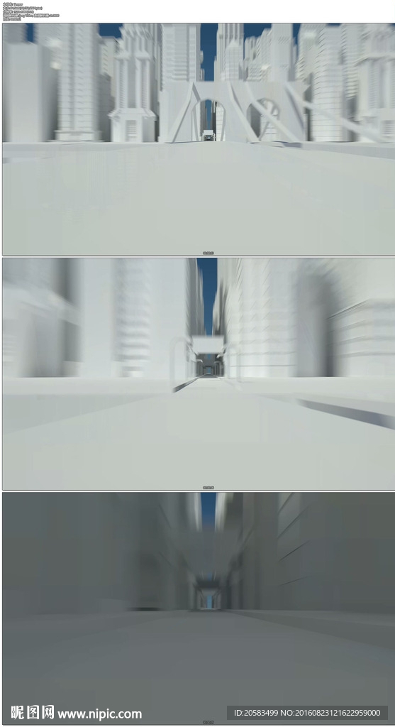 三维桥梁建筑快速穿梭白色模型动