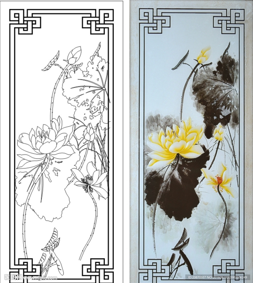 荷花国画