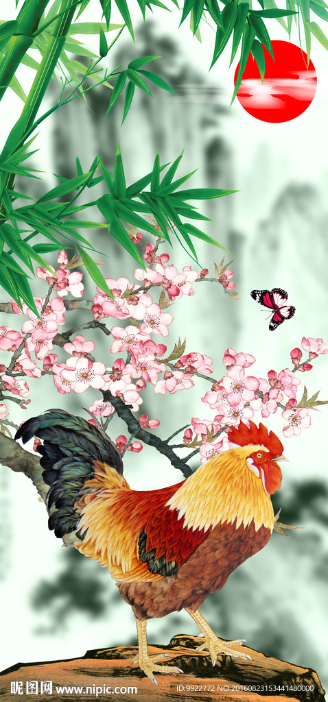 国画公鸡