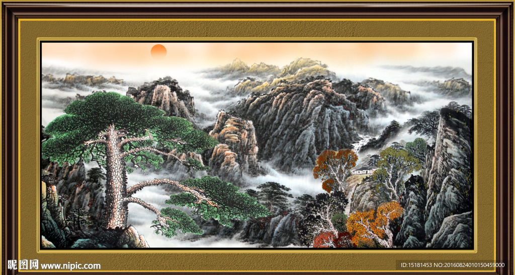 国画迎客松