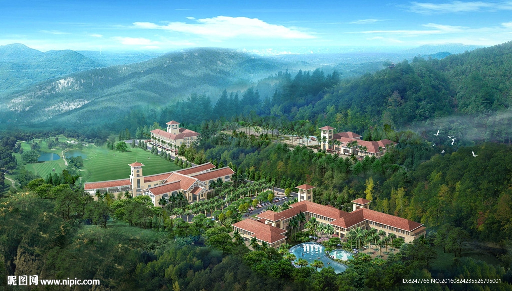 山间避暑山庄建筑效果图