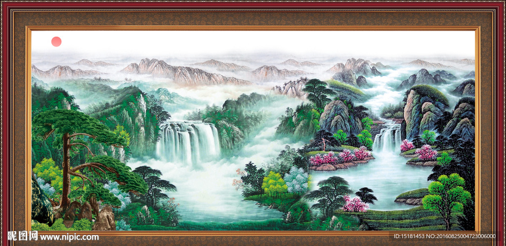 国画迎客松