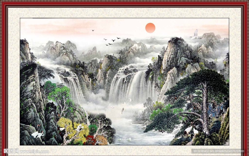 迎客松国画