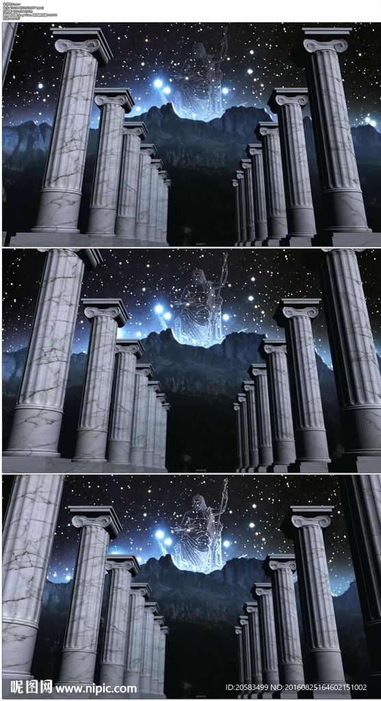 三维希腊神话柱子宇宙场景