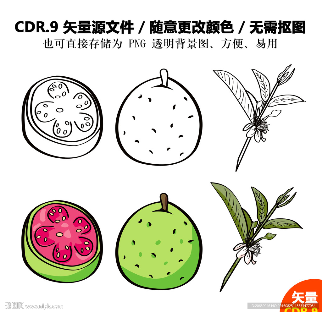 手绘水果卡通水果矢量图