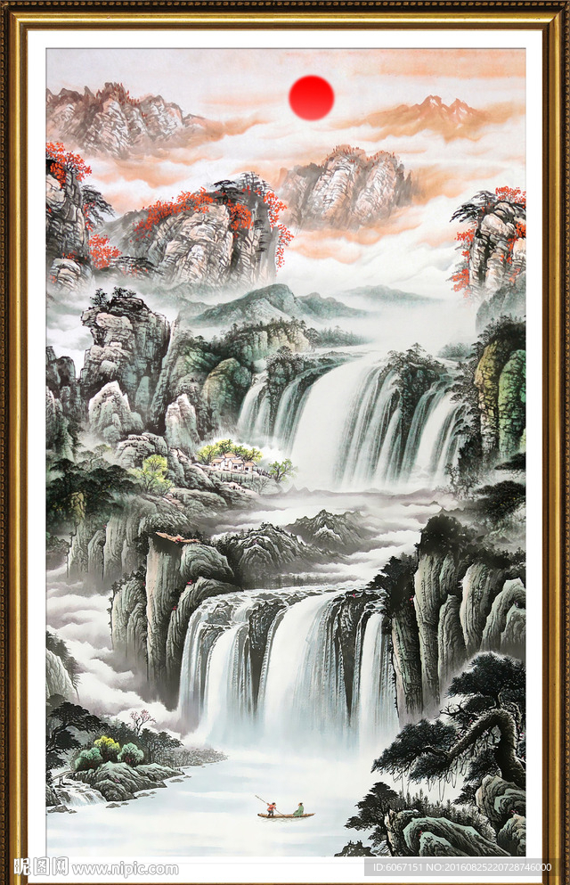 竖幅山水画