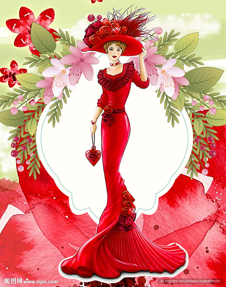 欧洲贵妇插画分层