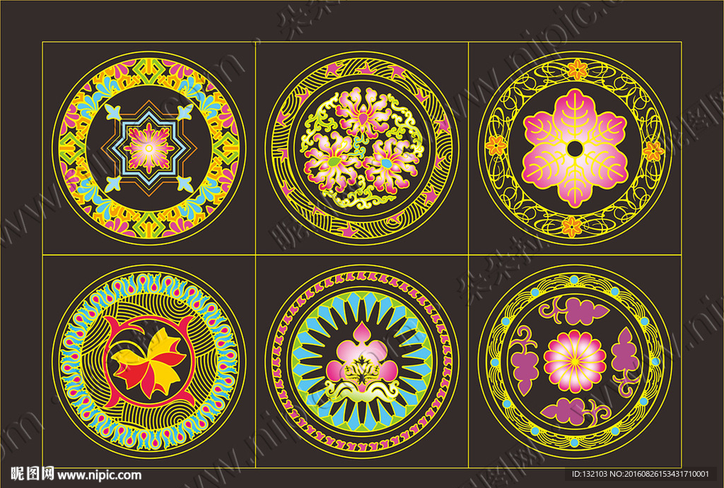 镜面传统花纹图案