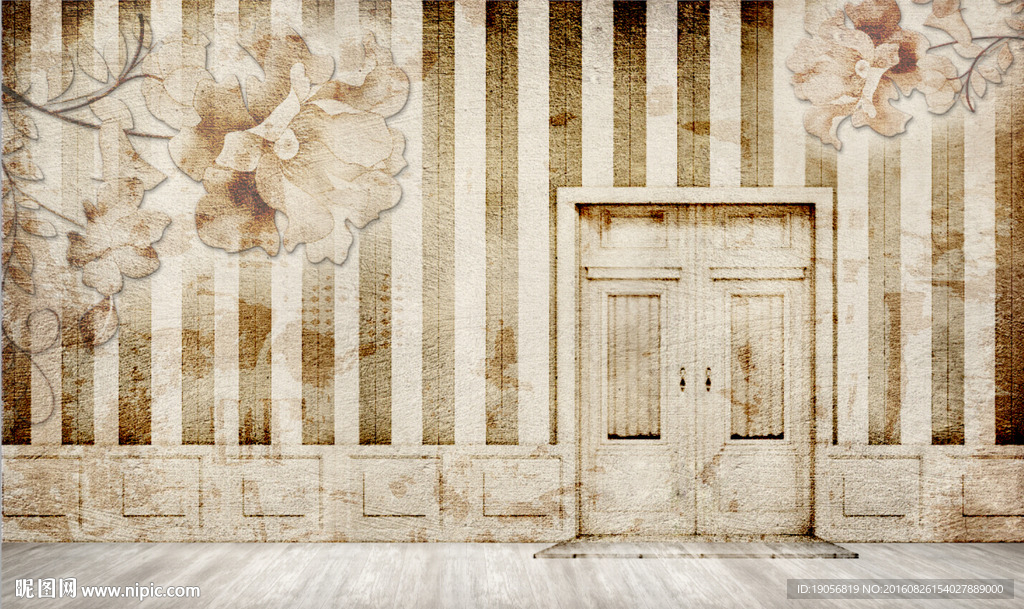 复古怀旧花朵门