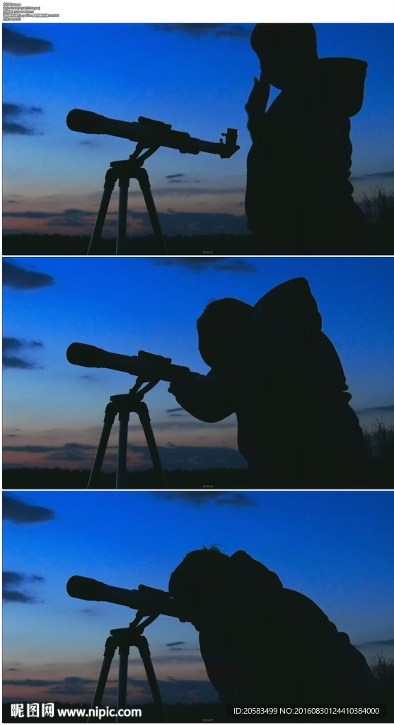 男人用天文望远镜观看天空