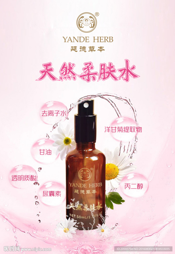 柔肤水成分海报
