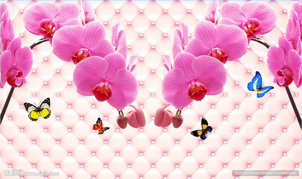 3D艺术软包花朵背景墙装饰画