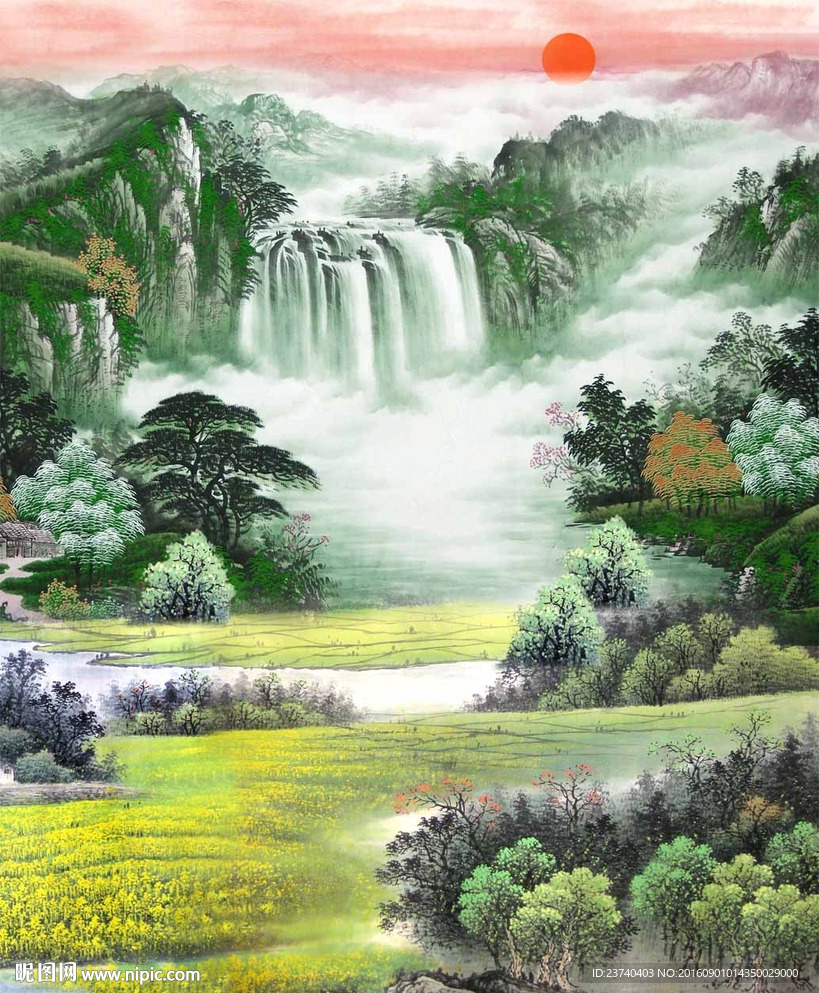 国画山水风景玄关