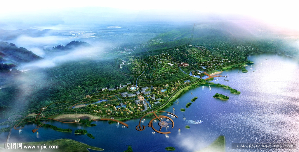 海边水上乐园鸟瞰规划图