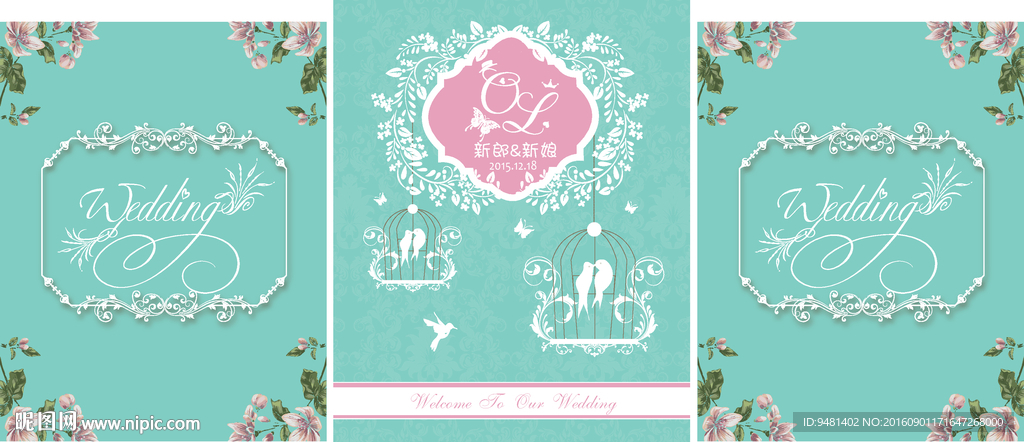 蒂芙尼蓝小鸟花卉粉色婚礼