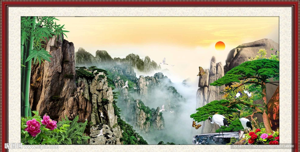风景画 迎客松