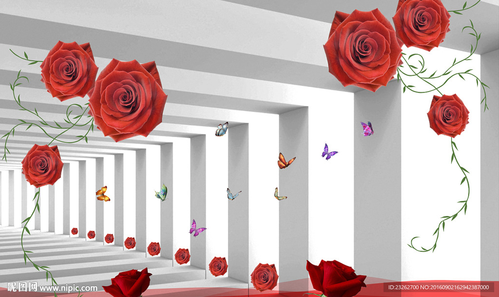 3D立体空间背景墙装饰画墙纸