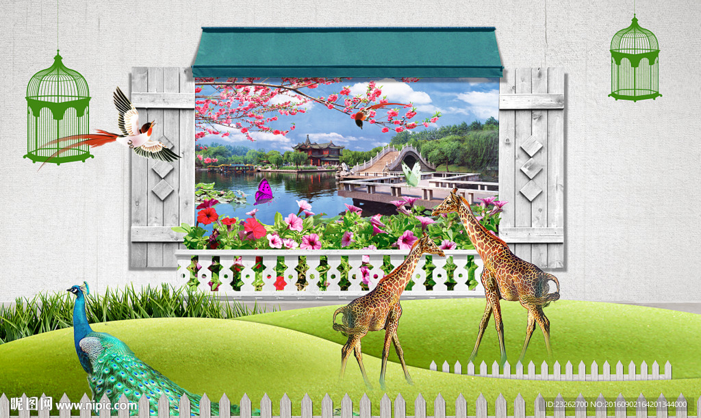 3D立体艺术风背景墙装饰画墙纸