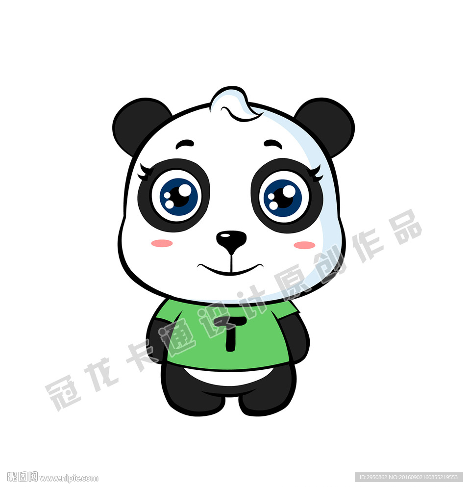 可爱卡通熊猫公仔矢量图