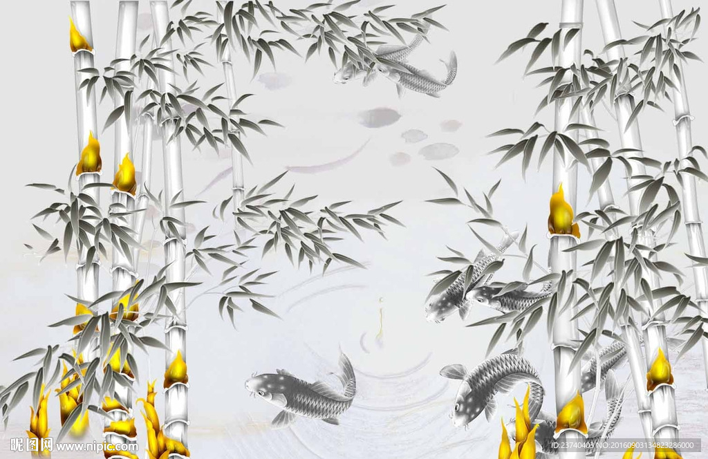 水墨竹子背景墙