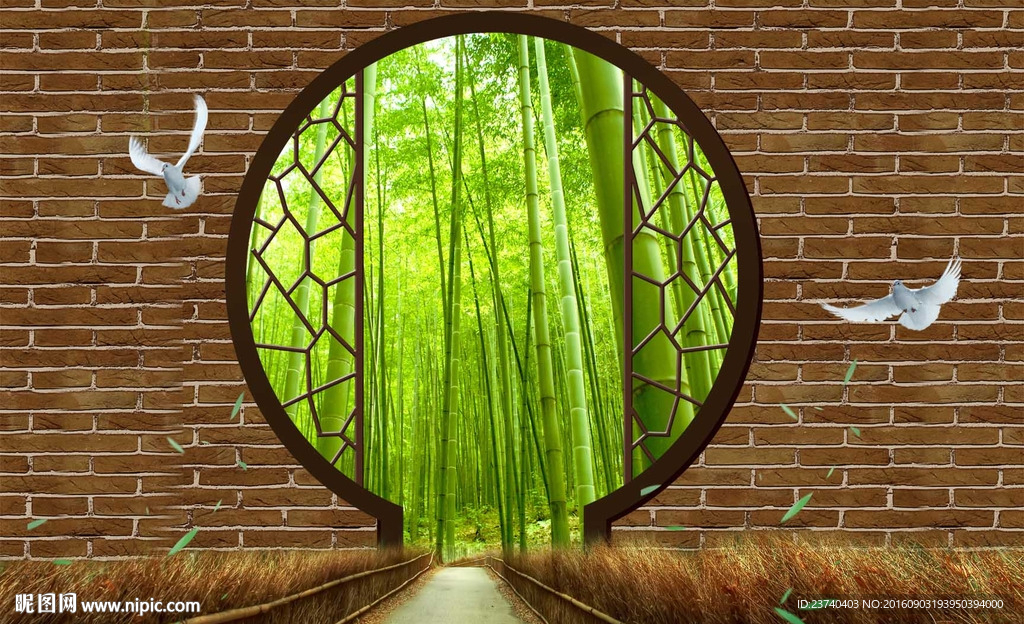 3d背景墙 竹子小路