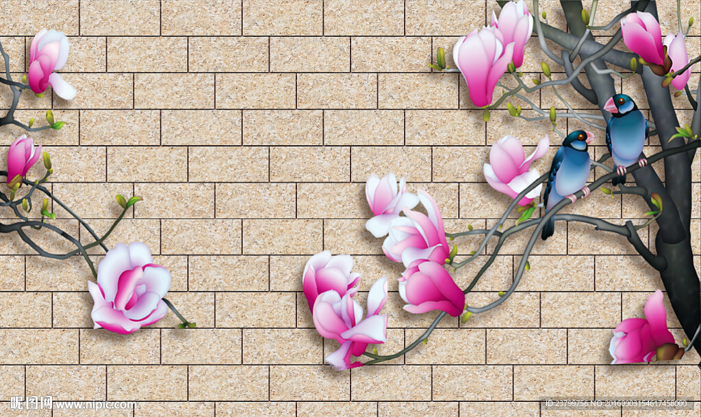 艺术花朵电视背景墙