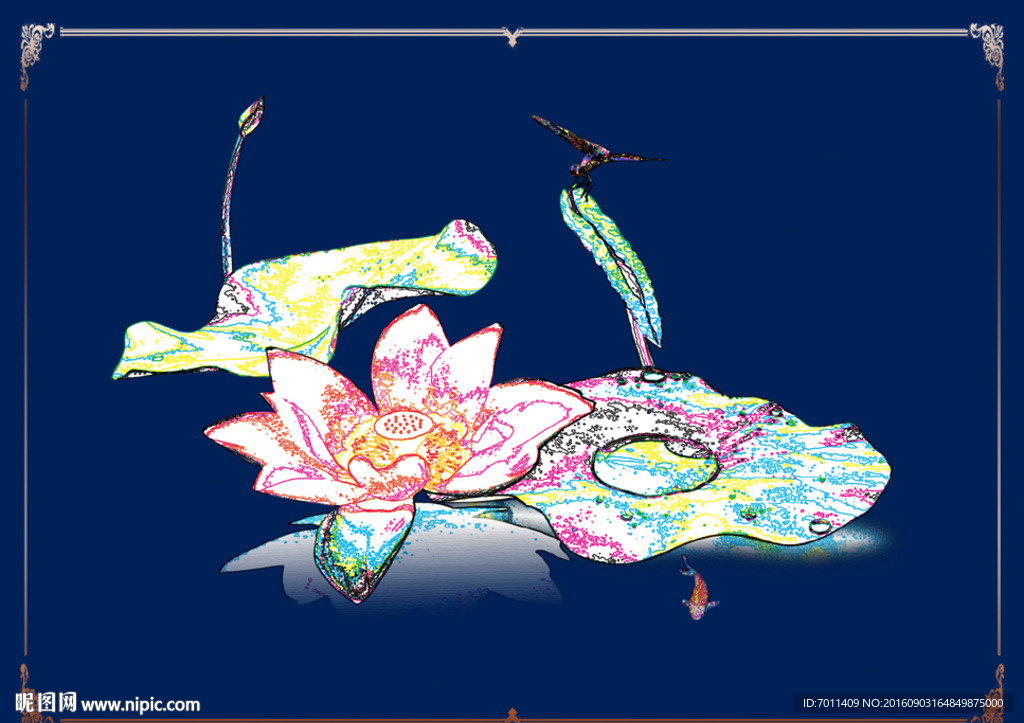 抽象花 描绘画 荷花