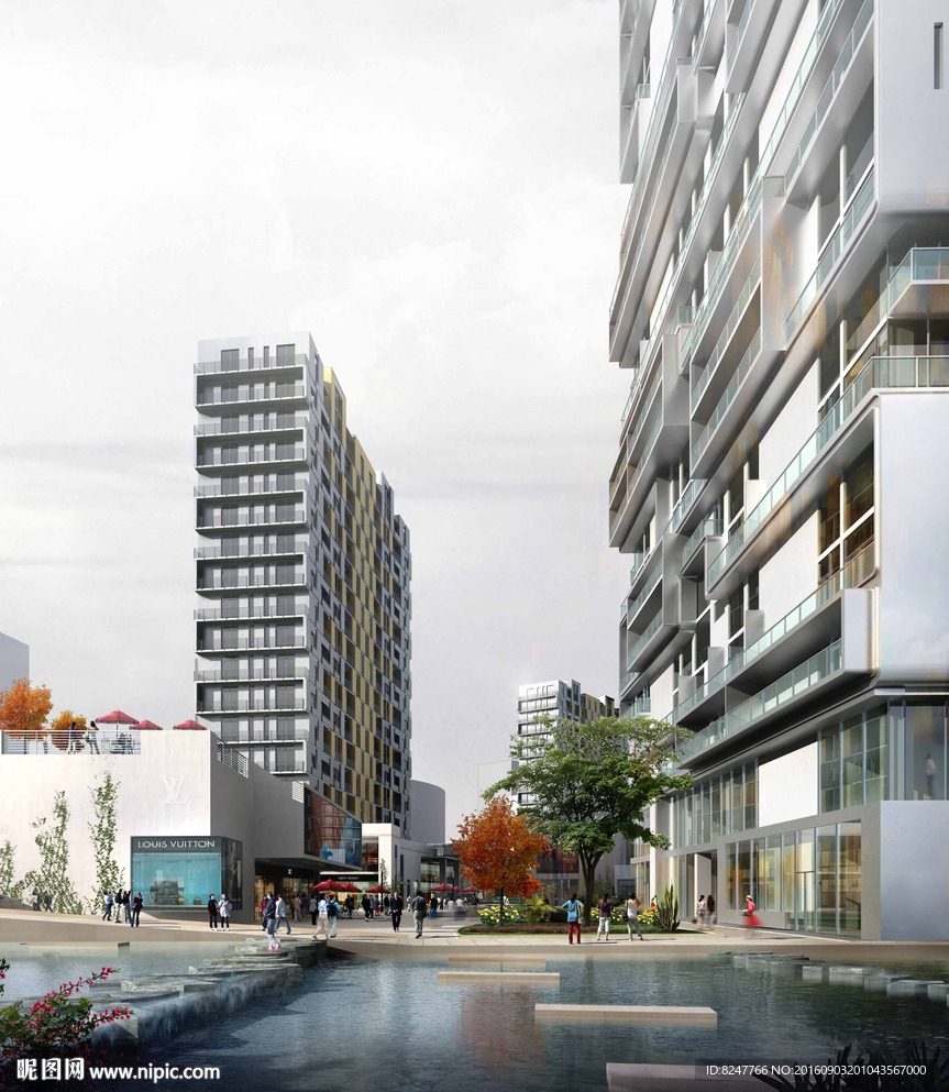 住宅区一角建筑效果图