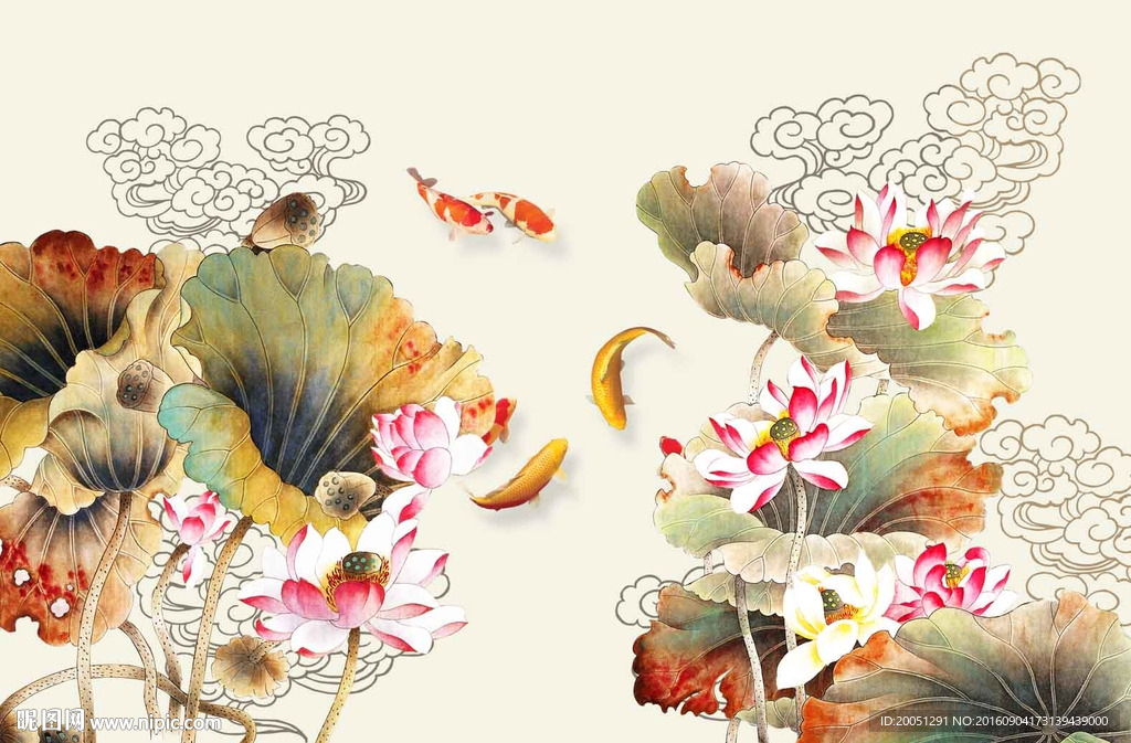 荷花背景墙