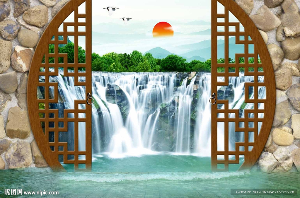 3d背景墙 山水风景