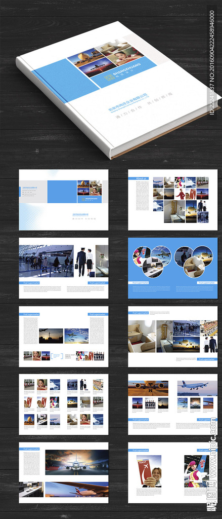 大气蓝色航空画册