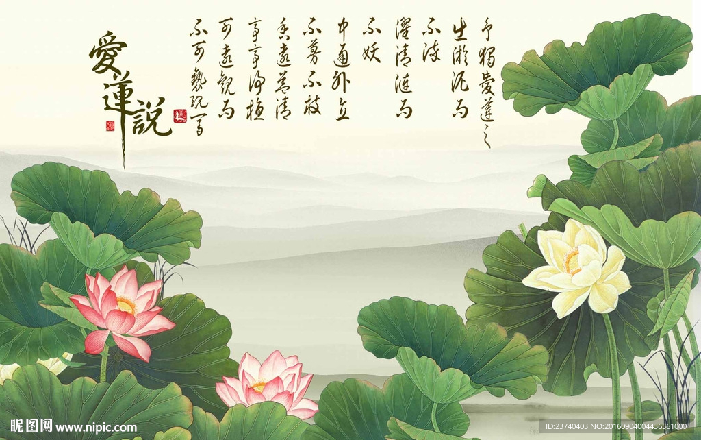 荷花背景墙