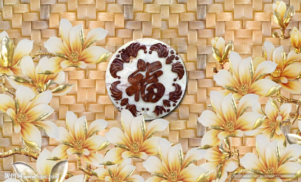 3d背景彩雕玉兰