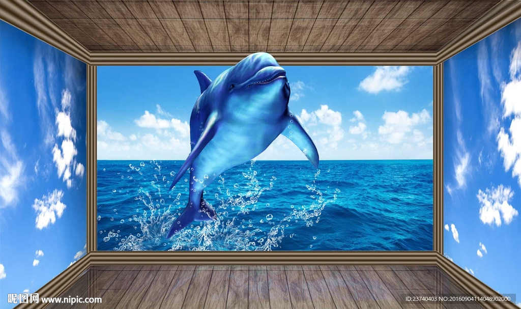 3d背景墙 海豚