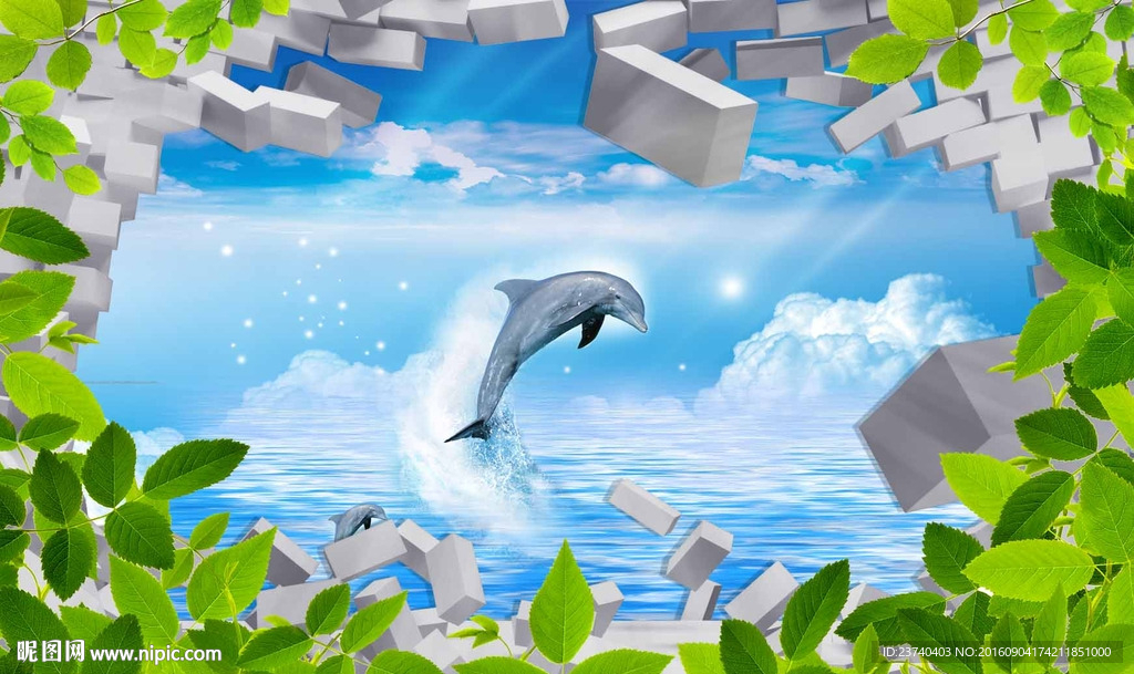 3d背景墙 海豚