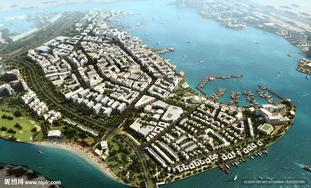 多功能大城新区鸟瞰建筑效果图