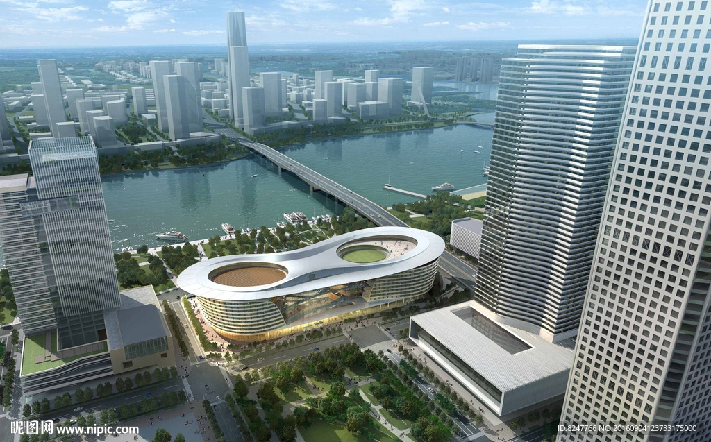 时代广场体验中心鸟瞰建筑效果图