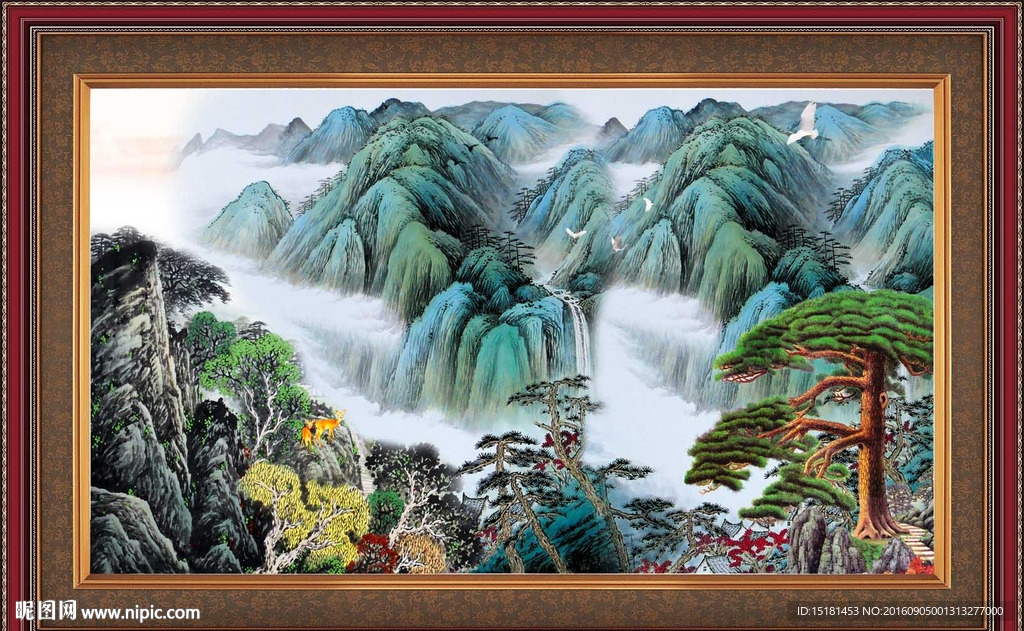 国画迎客松