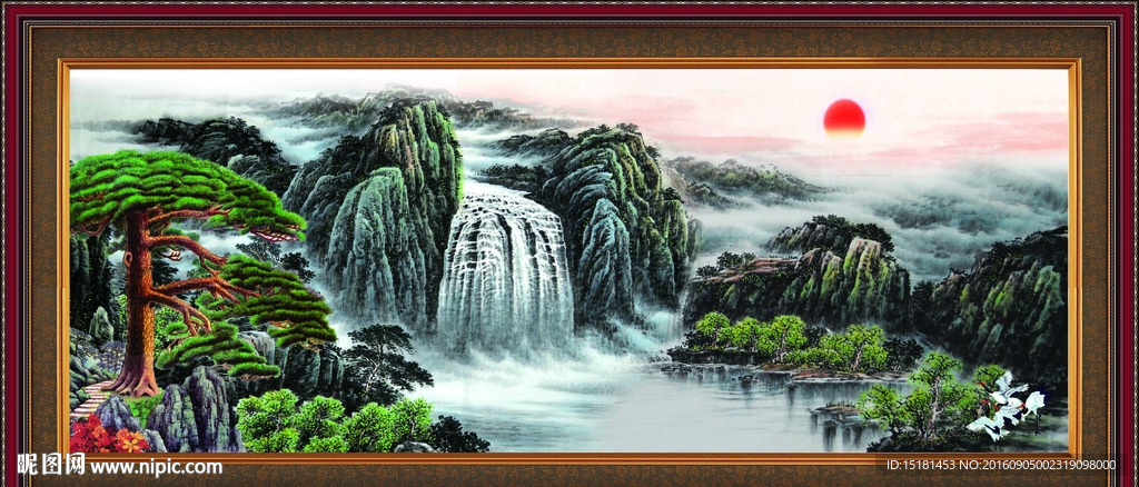 国画迎客松
