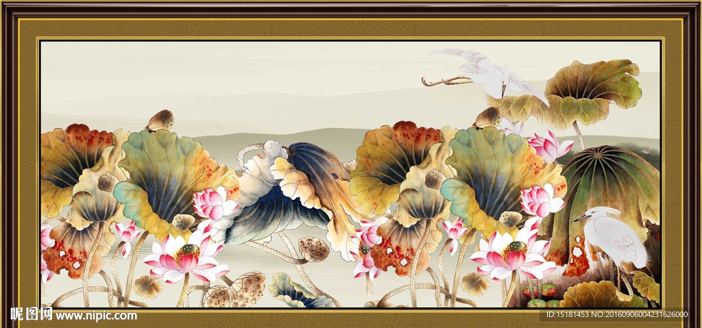 荷花国画