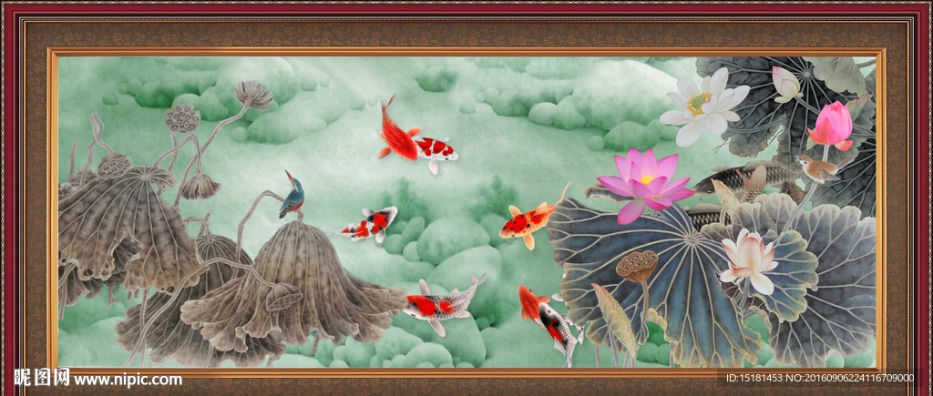 荷花鲤鱼图