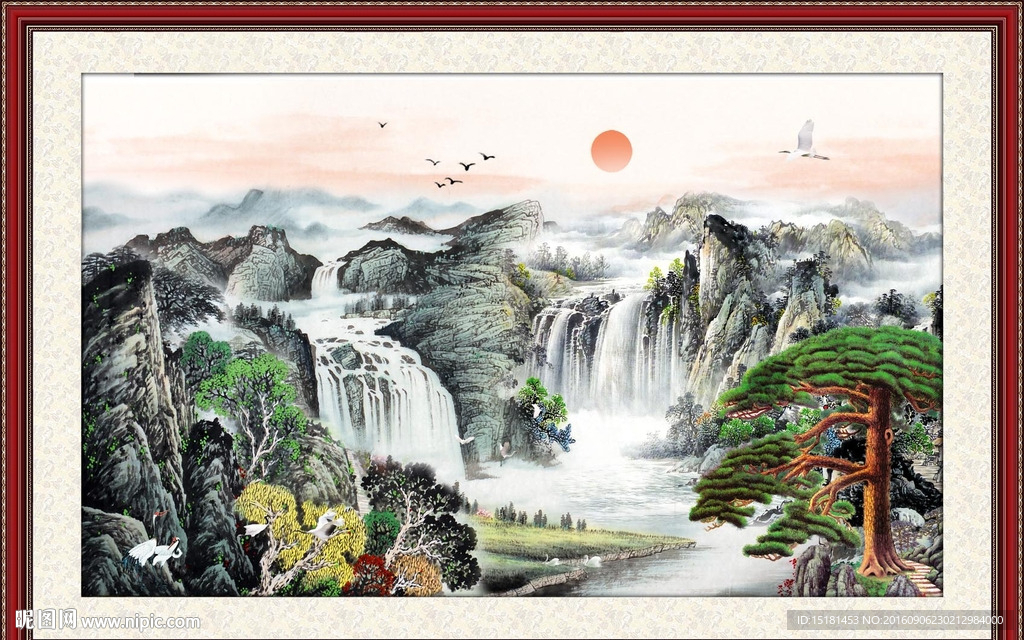 国画迎客松
